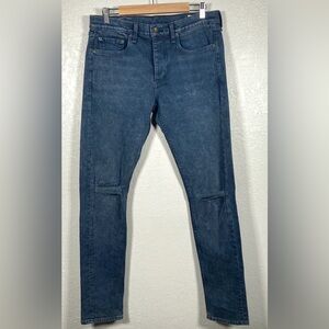 Rag & Bone Mens Fit 1 Navy Distressed Skinny Denim Slim Jeans 34x33 - MINT!